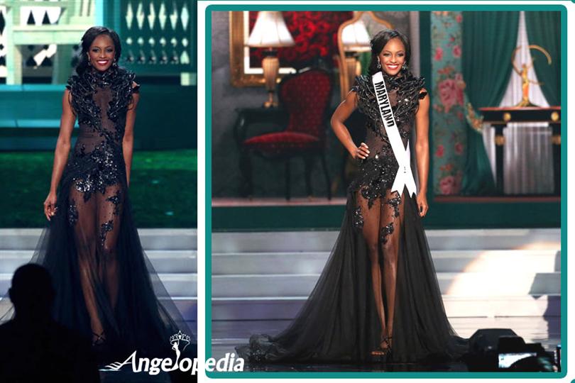 Miss Maryland USA MAme Adjei donning Pinoy desiged evening gown at the Miss USA 2015 finals