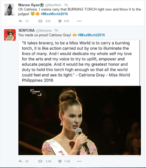 Catriona Gray excluded from Top 3 Miss World 2016; fans express disappointment