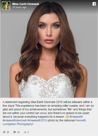 Alexandria Eissinger resigns from Miss Earth Denmark 2016 title