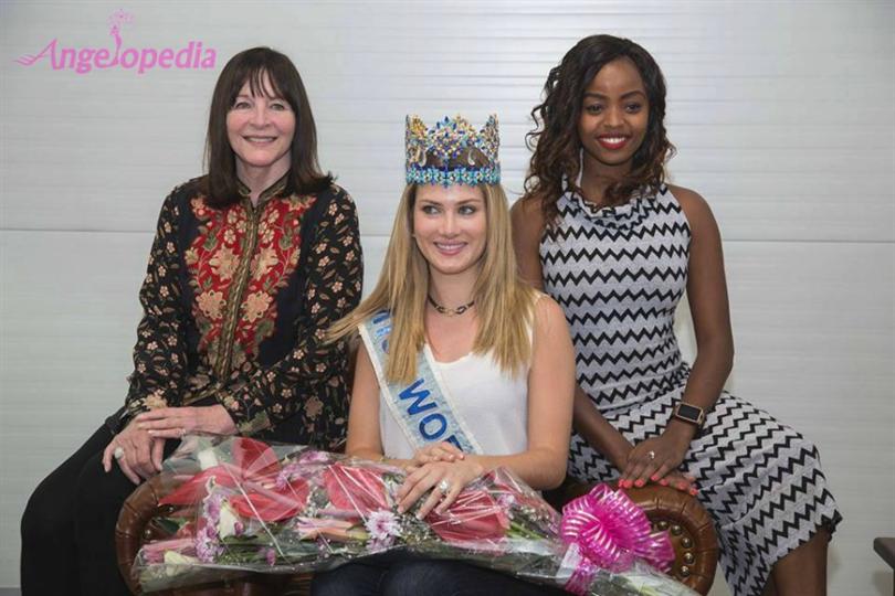 Miss World 2015 Mireia Lalaguna and Miss World CEO Julia Morley in Kenya for Smile Train