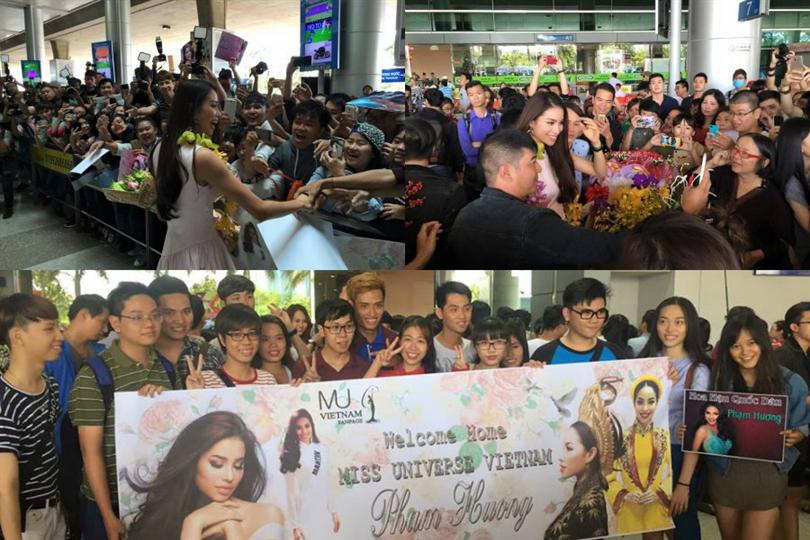 Pham Huong Miss Universe Vietnam 2015 greeted with an emotional Homecoming